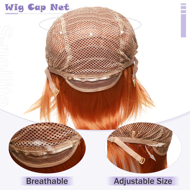 S-noilite Unisex Women Short Straight Cosplay Wig Men Male Anime Costume Hair Tail Full Wigs for Halloween Anime Party Dark Orange - Image 5